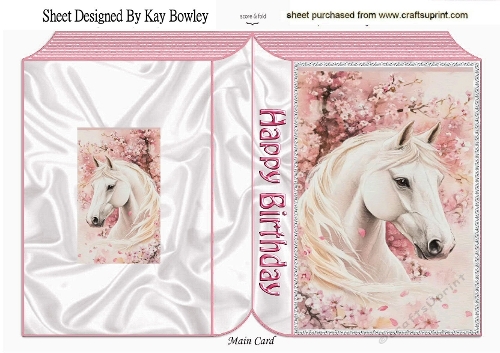 Beautiful White Horse With Roses Pink Folded Book  (FOUR)
