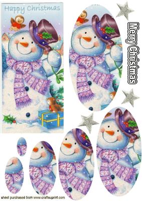 Christmas Snowman with Robin, Oval Pyramids