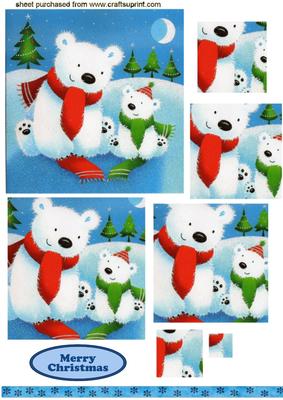 Christmas Polar Bear with Baby , Square Pyramids