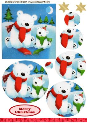 Christmas Polar Bear with Baby, Oval Pyramids
