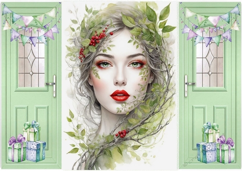 Lovely Lady With Green Leaves Gate Fold (ONE)