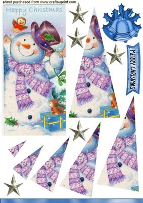 Christmas Snowman with Robin Twisted Pyramids