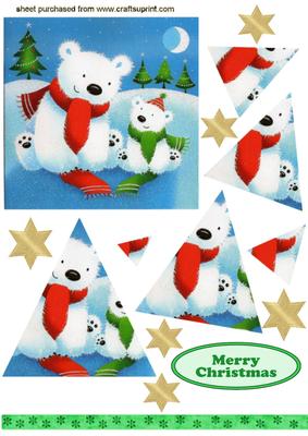 Christmas Polar Bear with Baby,twisted Pyramids