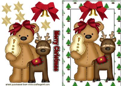 Cute Little Girl Teddy with Reindeer