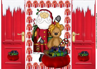 Santa with Teddy & Presents, Gatefold