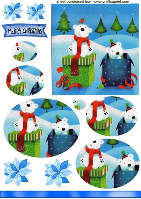 Little Polar Bears with Presents, Oval Pyramids
