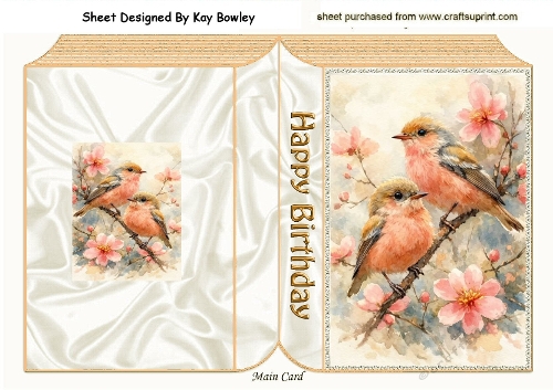 Pretty Birds On A Branch With Flowers Folded Book