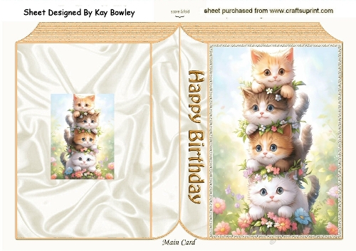 Playful Little Kittens With Butterflies Folded Book (ONE)