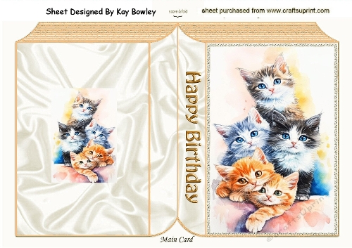 Playful Little Kittens Folded Book Gold (THREE)