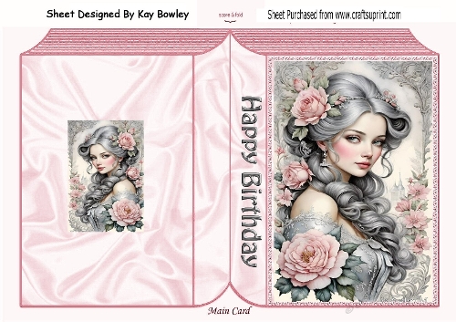 Pretty Vintage Lady With Pink Roses Folded Book 