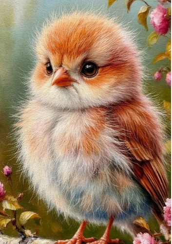 Little Orange Baby Bird A4