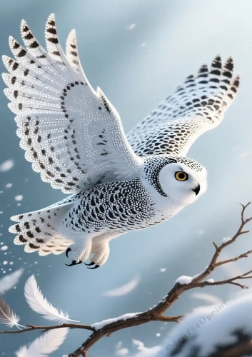 Beautiful Snow Owl Flying A4