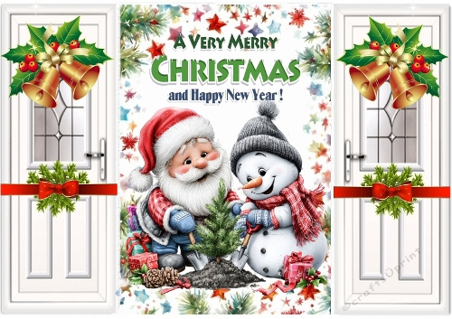 Christmas Gatefold With A Jolly Santa And A Snowman (ONE)