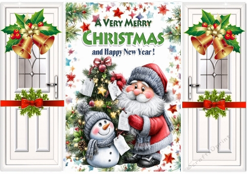 Christmas Gatefold With A Jolly Santa And A Snowman (TWO)