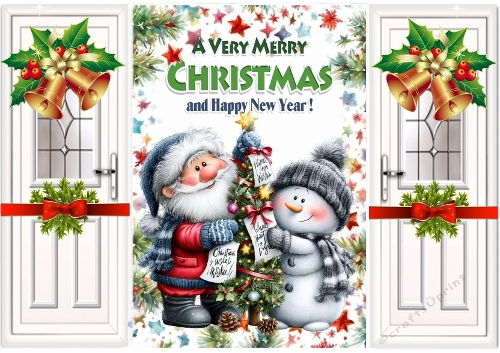 Christmas Gatefold With A Jolly Santa And A Snowman (THREE)