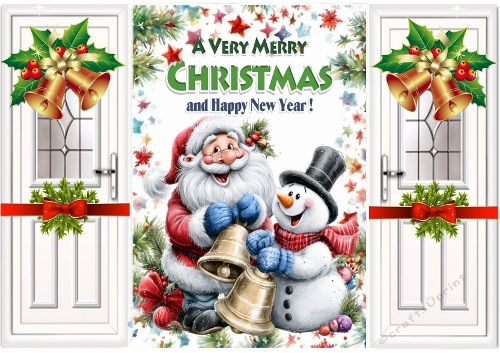 Christmas Gatefold With A Jolly Santa And A Snowman (FOUR)