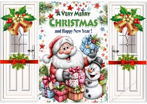 Christmas Gatefold With A Jolly Santa And A Snowman (FIVE)