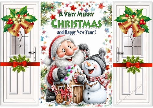 Christmas Gatefold With A Jolly Santa And A Snowman (SIX)