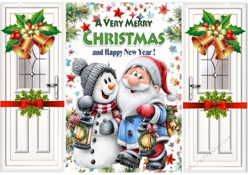 Christmas Gatefold With A Jolly Santa And A Snowman (SEVEN)
