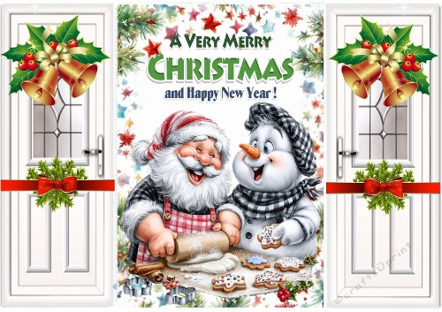 Christmas Gatefold With A Jolly Santa And A Snowman (EIGHT)