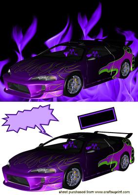 Customised Racing Car in Purple Flames