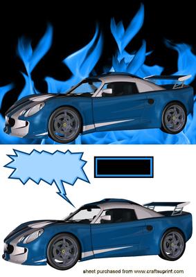 Turquiose Flames with Racing Car