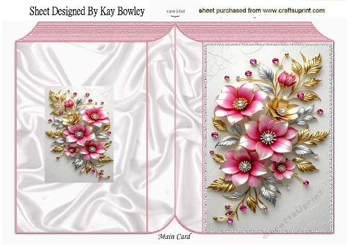 Pretty Pink, Silver, Gold, Flowers Folded Book