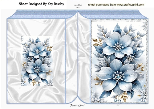 Pretty Blue, Silver, Gold, Flowers Folded Book