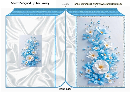 Pretty White & Blue Flowers Folded Book