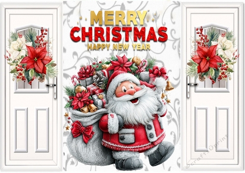 Christmas Gatefold With A Happy Santa  White Doors (ONE)