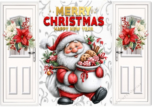 Christmas Gatefold With A Happy Santa With Cookies (THREE)
