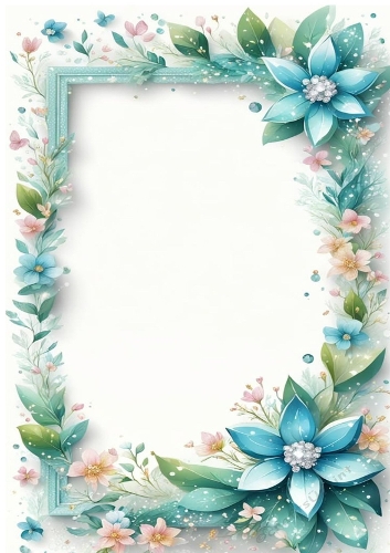 Pretty Turq Flowers A4 Frame