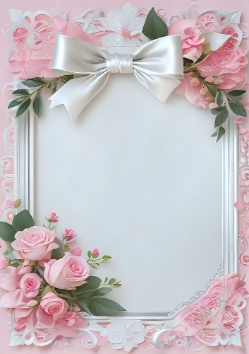 Pretty Pink Roses With A White Bow A4