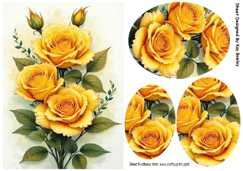 Pretty Yellow Roses A5, With Oval Pyramids