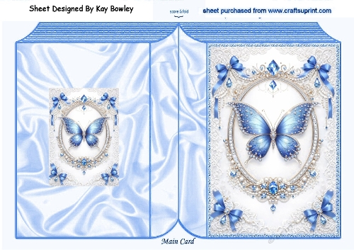 Pretty Blue Butterfly With Jewels A5 Folded Book