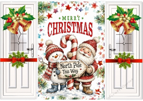Christmas Gatefold With A Jolly Santa/Snowman  White Doors 