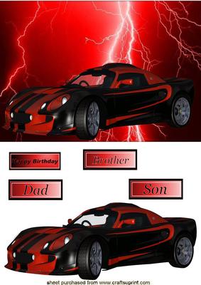 Red /white Racing Car on Lighting Background