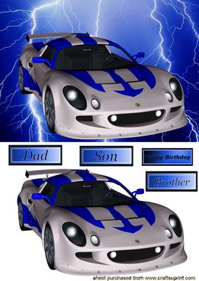 Silver/blue Racing Car on Blue Lightning