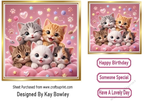 Five Kittens Playing  7x7 Card Front