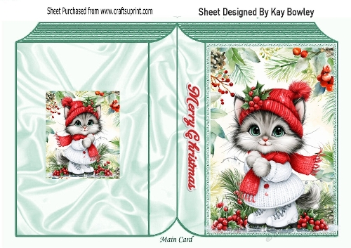 Christmas Folded Book With Kitty (TWO)