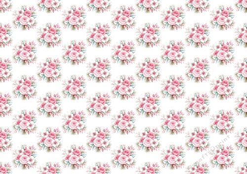 Pretty Christmas Pink Roses  Backing Paper (SMALL)