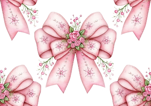 Pretty Christmas Pink Bows  Backing Paper (BIG)