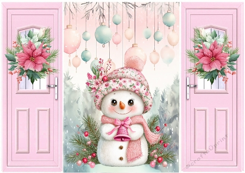 Lovely Pink Christmas Gatefold With Snowman (TWO)