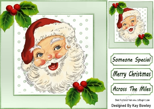 Lovely Jolly Santa With Holly 8X8 (ONE)