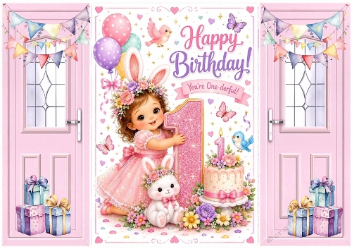 Lovely Birthday Card, Pink Gatefold For A Little Girl Aged ONE
