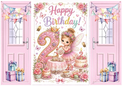 Lovely Birthday Card, Pink Gatefold For A Little Girl Aged TWO