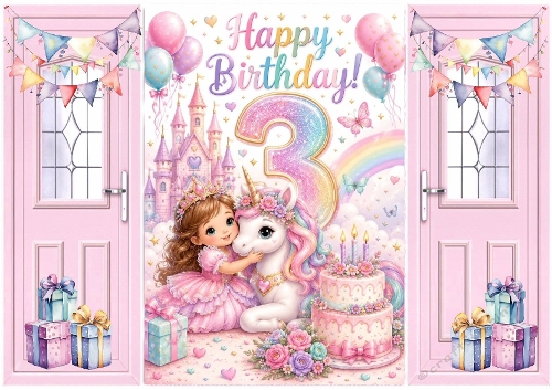 Lovely Birthday Card, Pink Gatefold For A Little Girl Aged THREE