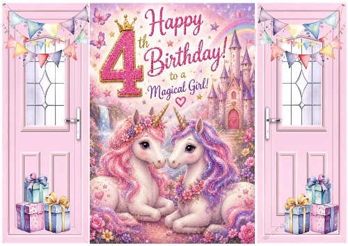 Lovely Birthday Card, Pink Gatefold For A Little Girl Aged FOUR