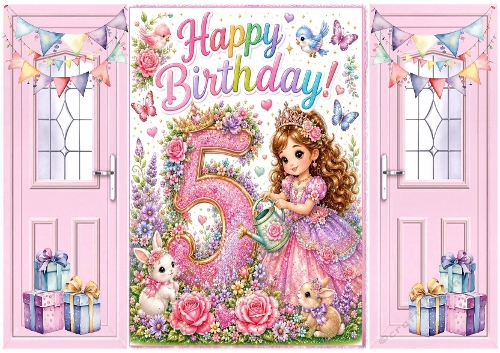 Lovely Birthday Card, Pink Gatefold For A Little Girl Aged FIVE