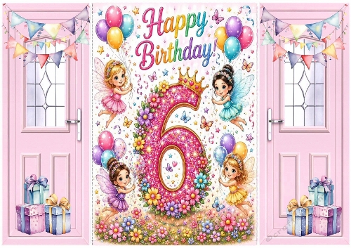 Lovely Birthday Card, Pink Gatefold For A Little Girl Aged SIX